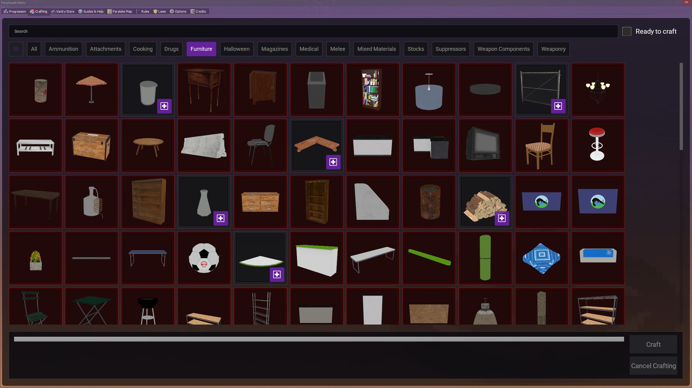 Crafting Menu Grid View