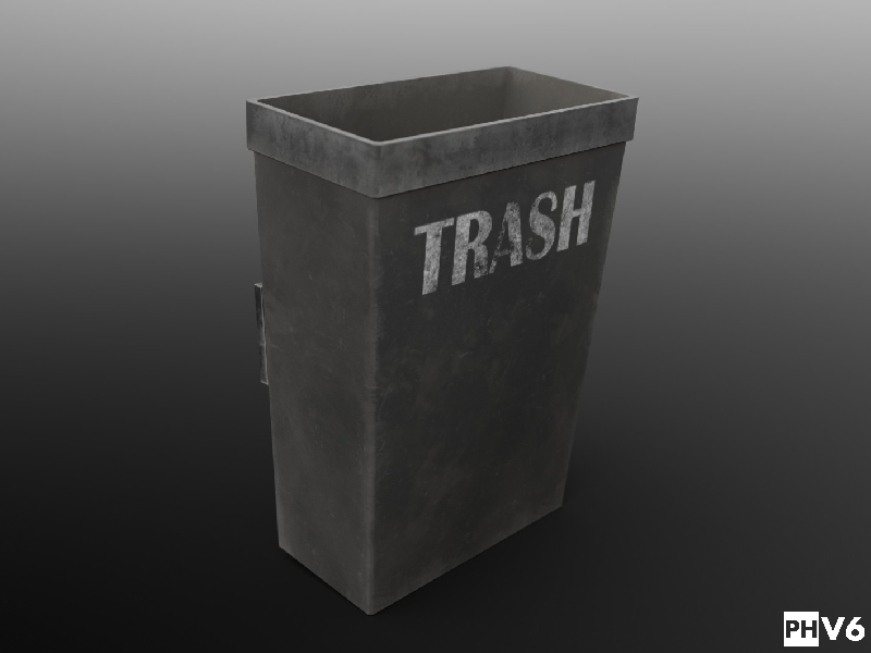 A wall mounted trash can